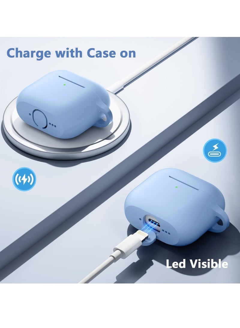 أنيوغرو متوافق مع الرجال والنساء airpods 4 كم واقية ، تنطبق على الجيل الرابع من airpods 2024 كم واقية التلقائي قفل قفل أمان غطاء ، مع تنظيف كيت و keychain الجبهة الصمام مرئية السماء الزرقاء - Image 3